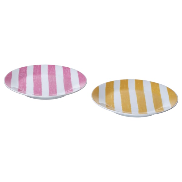IKEA KLIPPAKLEJA Side plate patterned/yellow pink 6 "
