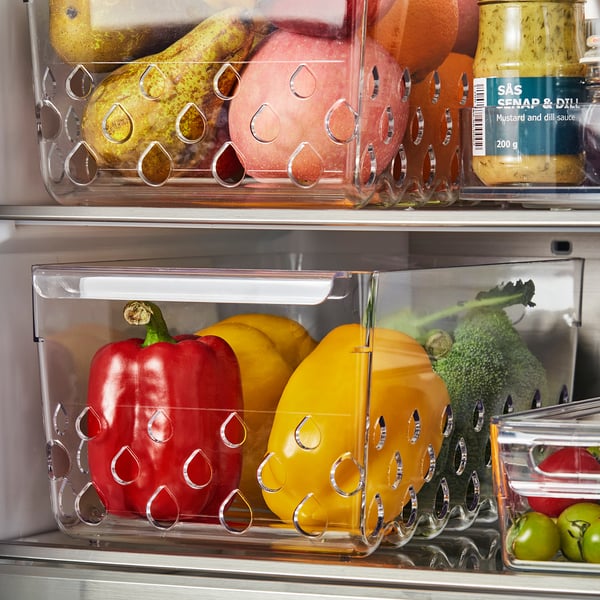 IKEA KLIPPKAKTUS Storage Basket For Fridge Clear 11 3/4x7 1/2x5 1/2 "