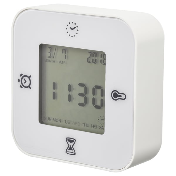 IKEA KLOCKIS Clock/thermometer/alarm/timer white 2 ¾x2 ¾ "