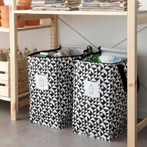 IKEA KNALLA Bag Black/white 15 ¾x9 ¾x18 ½ "/12 Gallon