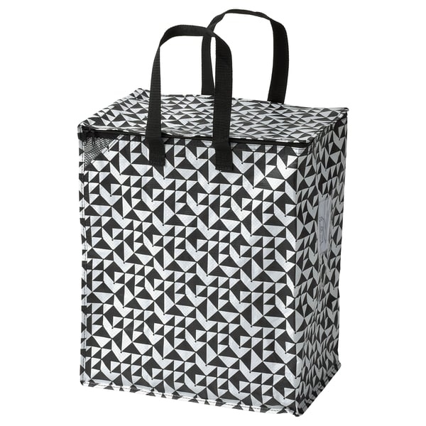 IKEA KNALLA Bag black/white 15 ¾x9 ¾x18 ½ "/12 gallon
