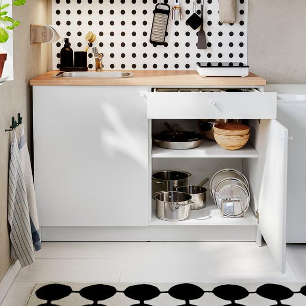 IKEA KNOXHULT Base Cabinet With Doors And Drawer White 48x24x36 "