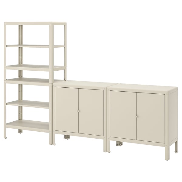 IKEA KOLBJÖRN Shelving Unit With 2 Cabinets Beige 63 3/8x14 5/8x63 3/8 "