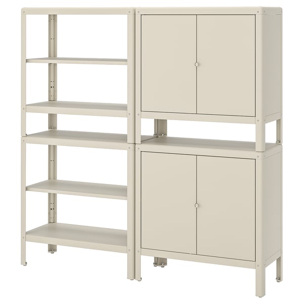 IKEA KOLBJÖRN Shelving unit with 2 cabinets beige 63 3/8x14 5/8x63 3/8 "