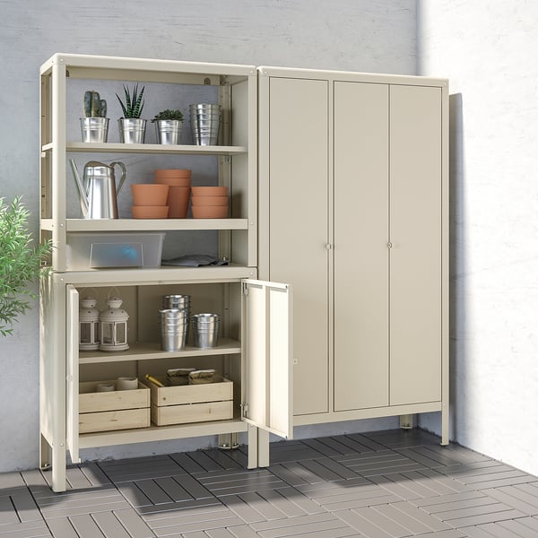 IKEA KOLBJÖRN Shelving Unit With 2 Cabinets Beige 67 3/8x14 5/8x63 3/8 "