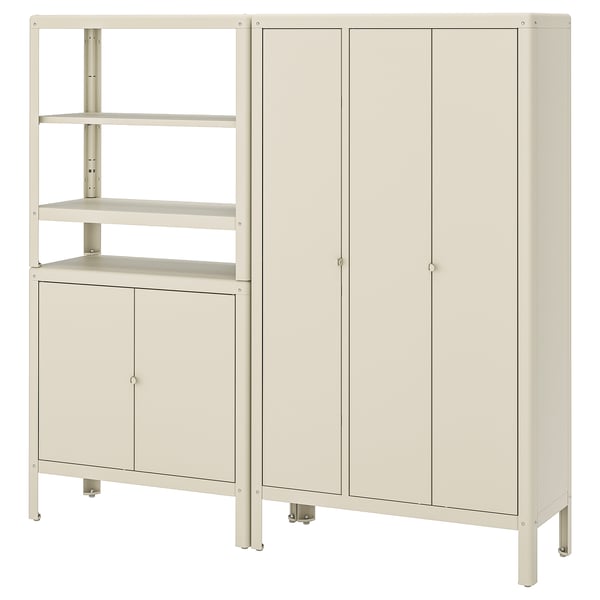 IKEA KOLBJÖRN Shelving unit with 2 cabinets beige 67 3/8x14 5/8x63 3/8 "