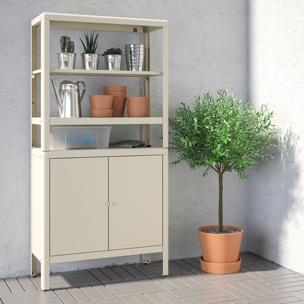 IKEA KOLBJÖRN Shelving Unit With Cabinet Beige 31 1/2x14 5/8x63 3/8 "