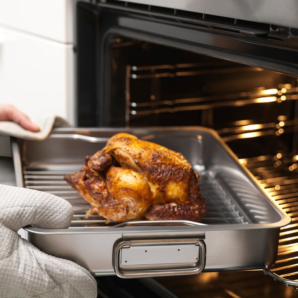 IKEA KONCIS Roasting Pan With Grill Rack Stainless Steel 16x13 "
