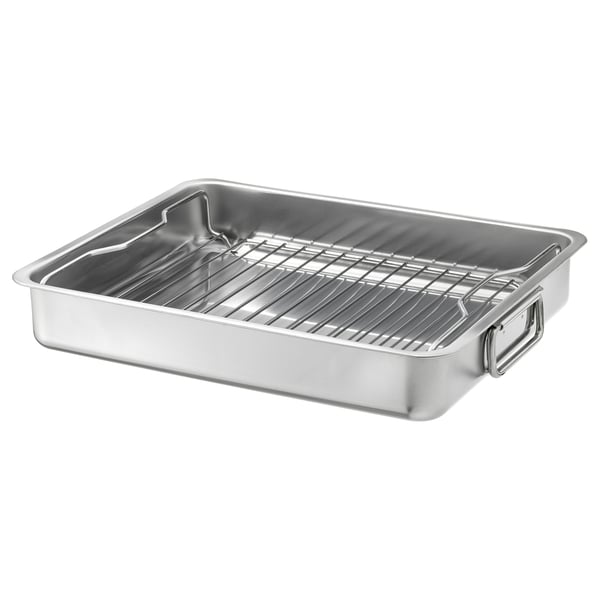 IKEA KONCIS Roasting pan with grill rack stainless steel 16x13 "