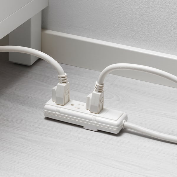 IKEA KOPPLA 3 Outlet Power Strip Grounded/white 19 ¾ "