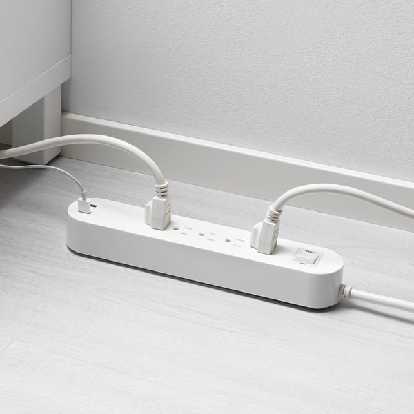 IKEA KOPPLA 5 Outlet Power Strip & 2 USB Ports White 118 "