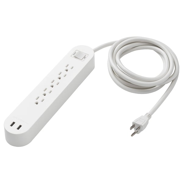 IKEA KOPPLA 5 outlet power strip & 2 USB ports white 118 "