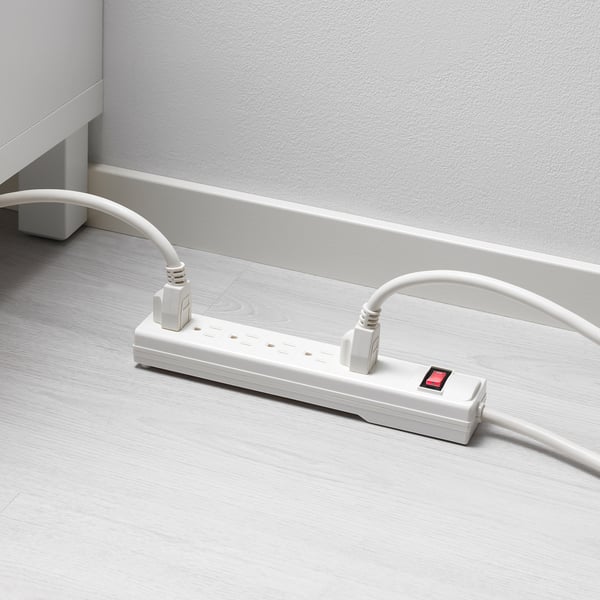 IKEA KOPPLA 6 Outlet Power Strip With Switch Grounded White 19 ¾ "