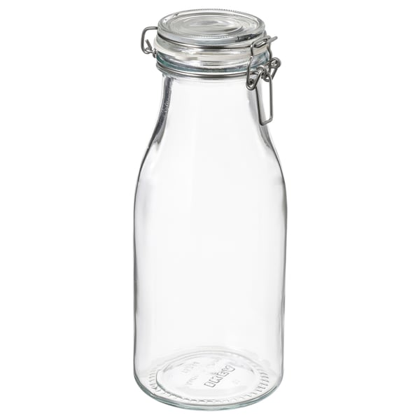 IKEA KORKEN Bottle-shaped jar with lid clear glass 34 oz