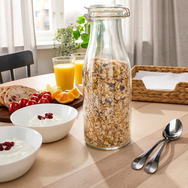IKEA KORKEN Bottle-shaped Jar With Lid Clear Glass 47 Oz