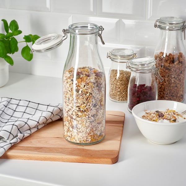 IKEA KORKEN Bottle-shaped Jar With Lid Clear Glass 47 Oz