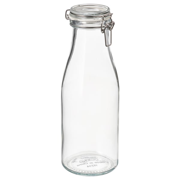 IKEA KORKEN Bottle-shaped jar with lid clear glass 47 oz