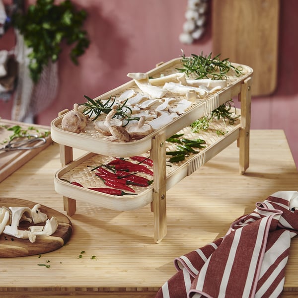 IKEA KÖSSEBÄR Food Drying Rack With 2 Trays Bamboo 18 1/8x8 1/4x8 5/8 "