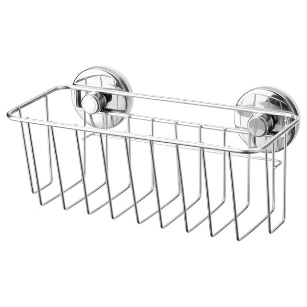 IKEA KROKFJORDEN Basket with suction cup zinc plated 9 ½x4 ¼ "