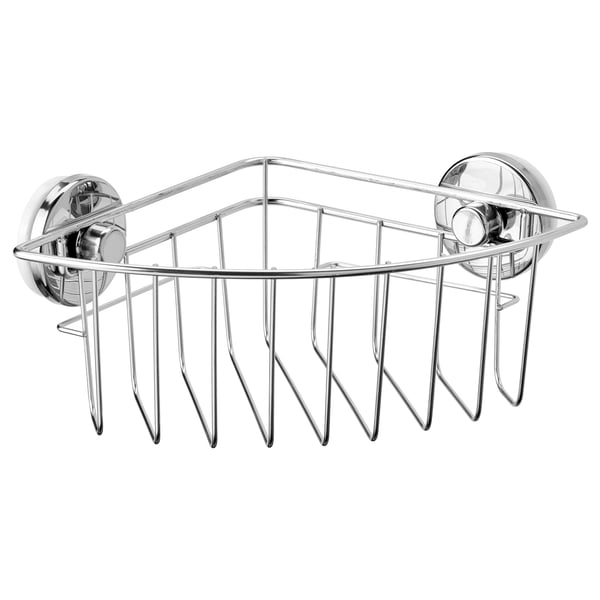 IKEA KROKFJORDEN Corner basket with suction cup zinc plated 7 ¾x4 ¼ "