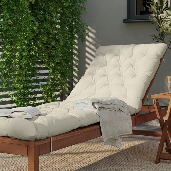 IKEA KUDDARNA Sun Lounger Cushion Outdoor Light Grey-beige 74 3/4x23 5/8 "