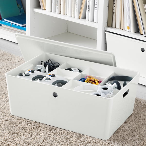 IKEA KUGGIS Box With Lid White 14 ½x21 ¼x8 ¼ "