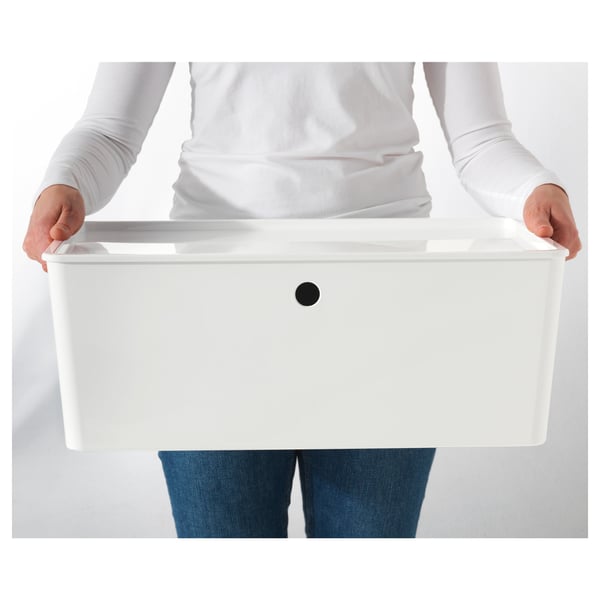 IKEA KUGGIS Box With Lid White 14 ½x21 ¼x8 ¼ "