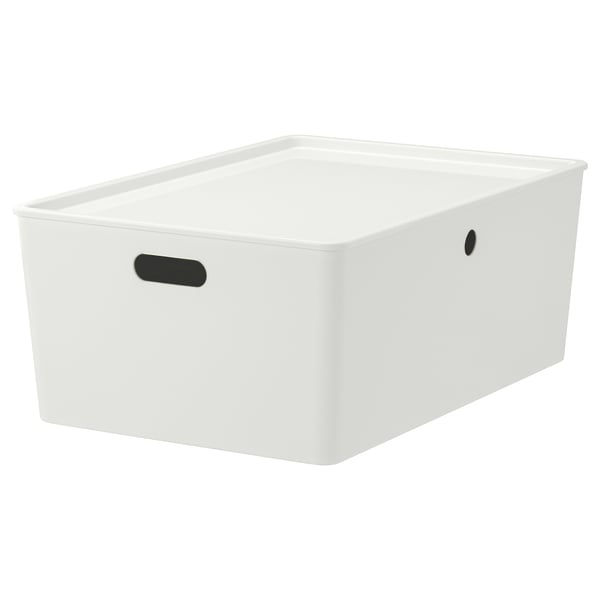 IKEA KUGGIS Box with lid white 14 ½x21 ¼x8 ¼ "