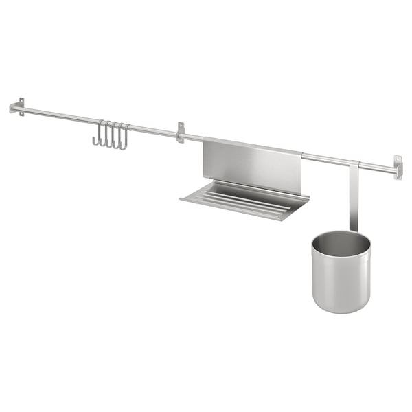 IKEA KUNGSFORS Rails w hooks tblt stand+container stainless steel 44 1/8 "
