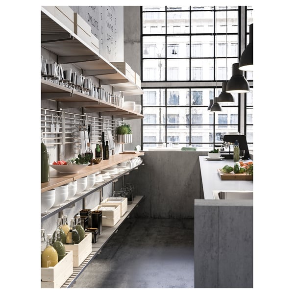 IKEA KUNGSFORS Suspension Rail With Shelf/wll Grid Stainless Steel/ash