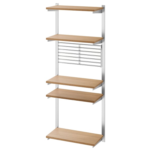 IKEA KUNGSFORS Suspension rail with shelf/wll grid stainless steel/ash