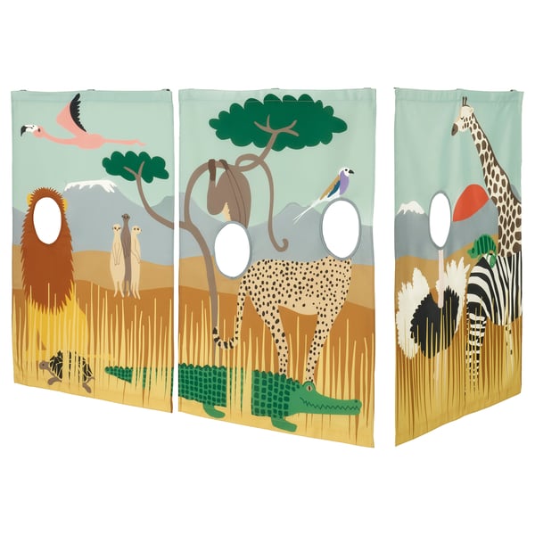 IKEA KURA Bed curtain multicolor/animals on the savannah