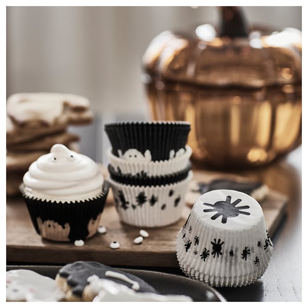 IKEA KUSTFYR Baking Cup Paper Mixed Patterns White/black