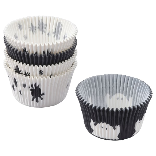 IKEA KUSTFYR Baking cup paper mixed patterns white/black