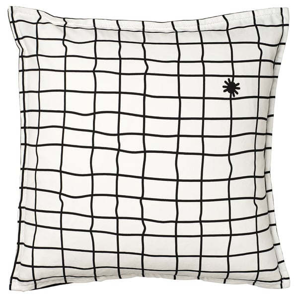 IKEA KUSTFYR Cushion Cover Ghost Pattern White/black 20x20 "