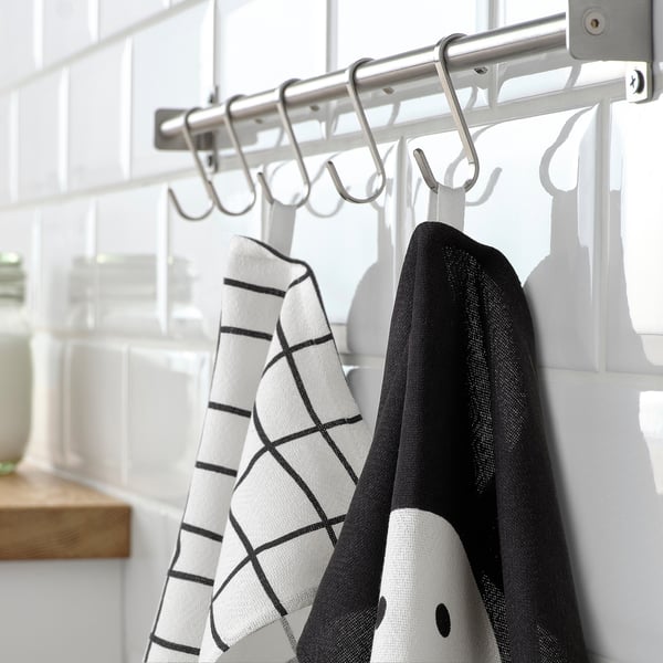 IKEA KUSTFYR Dish Towel Ghost/spider White/black 18x24 "