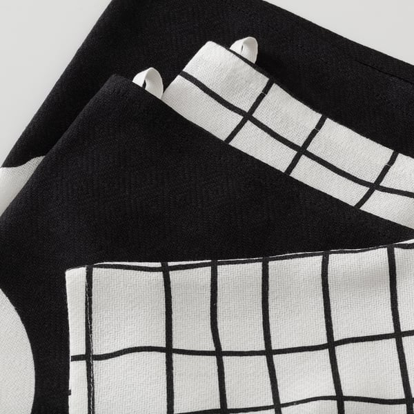 IKEA KUSTFYR Dish Towel Ghost/spider White/black 18x24 "