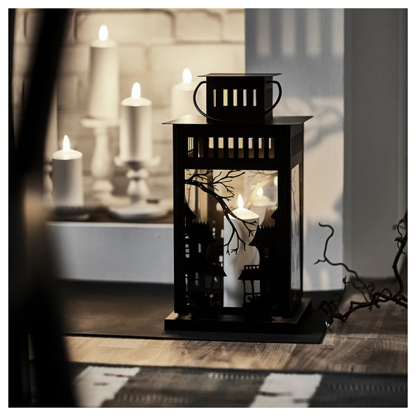 IKEA KUSTFYR Lantern For Pillar Candle In/out Black 17 ¼ "