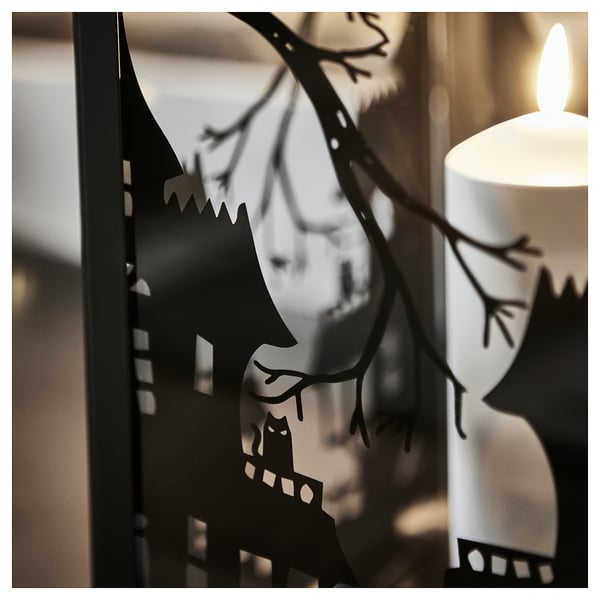 IKEA KUSTFYR Lantern For Pillar Candle In/out Black 17 ¼ "