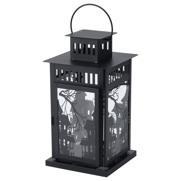 IKEA KUSTFYR Lantern for pillar candle in/out black 17 ¼ "