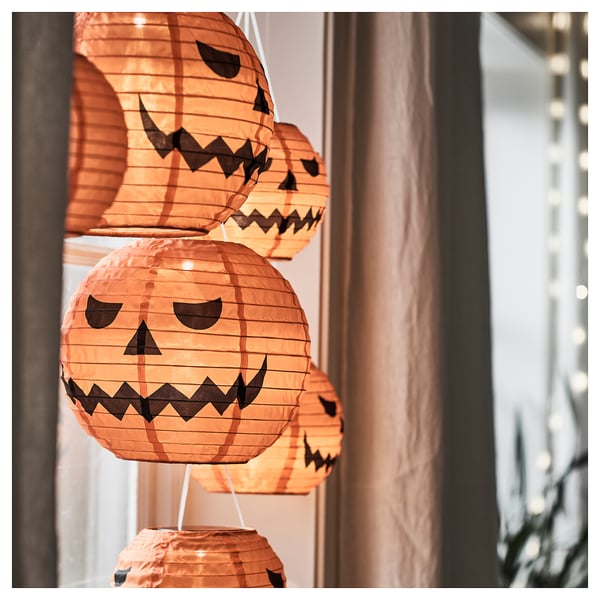 IKEA KUSTFYR LED Pendant Lamp Pumpkin/battery Operated Outdoor 11 3/4 "
