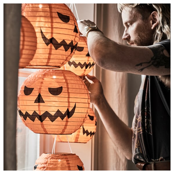 IKEA KUSTFYR LED Pendant Lamp Pumpkin/battery Operated Outdoor 11 3/4 "