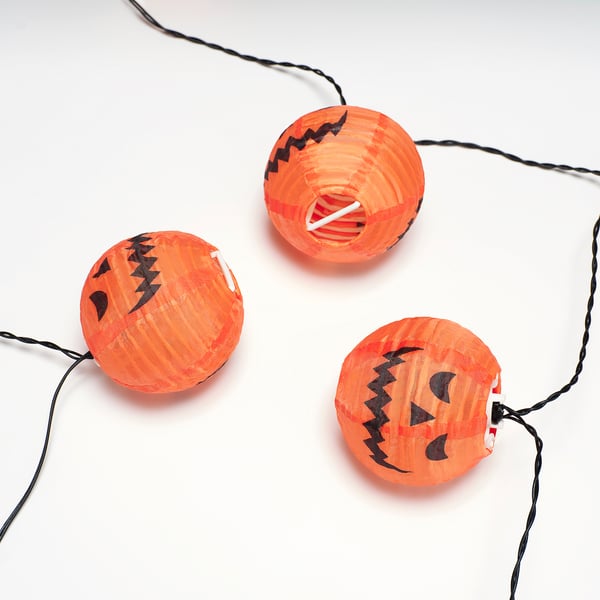 IKEA KUSTFYR LED String Light With 12 Lights Pumpkin/battery Operated Outdoor