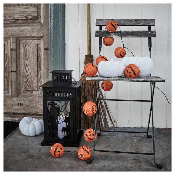 IKEA KUSTFYR LED String Light With 12 Lights Pumpkin/battery Operated Outdoor