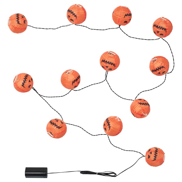 IKEA KUSTFYR LED string light with 12 lights pumpkin/battery operated outdoor