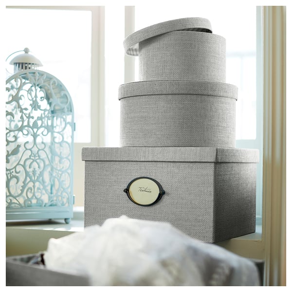 IKEA KVARNVIK Storage Box With Lid Gray 9 ¾x13 ¾x7 ¾ "