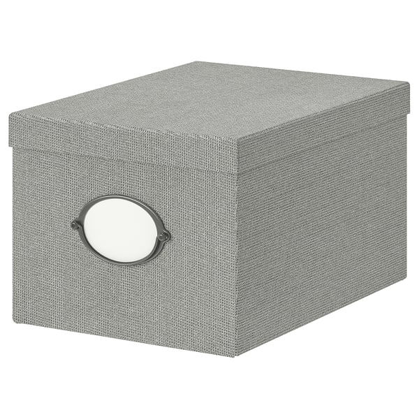 IKEA KVARNVIK Storage box with lid gray 9 ¾x13 ¾x7 ¾ "