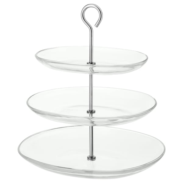 IKEA KVITTERA Serving stand 3 tiers clear glass/stainless steel