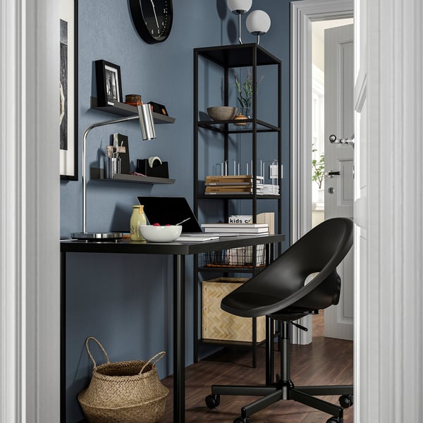 IKEA LAGKAPTEN/ELDBERGET / VITTSJÖ Desk And Storage Combination And Swivel Chair Black-brown/dark Gray