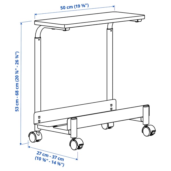 IKEA LÅNESPELARE Computer Cart With Shelf Black 19 5/8x10 5/8 "